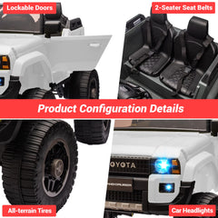 24V Electric Toyota Upgraded Model Ride-On Car for Kids Licensed 2-Seater Vehicle with Parent Remote, 4WD/2WD Switch, Bluetooth Music, LED Lights, Shovel