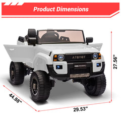 24V Electric Toyota Upgraded Model Ride-On Car for Kids Licensed 2-Seater Vehicle with Parent Remote, 4WD/2WD Switch, Bluetooth Music, LED Lights, Shovel