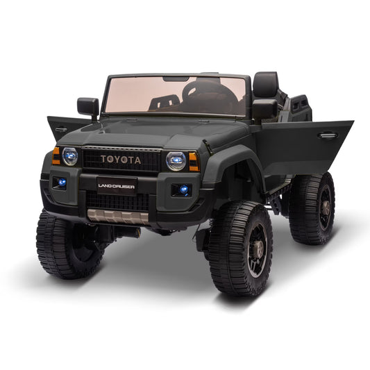 24V Electric Toyota Upgraded Model Ride-On Car for Kids Licensed 2-Seater Vehicle with Parent Remote, 4WD/2WD Switch, Bluetooth Music, LED Lights, Shovel