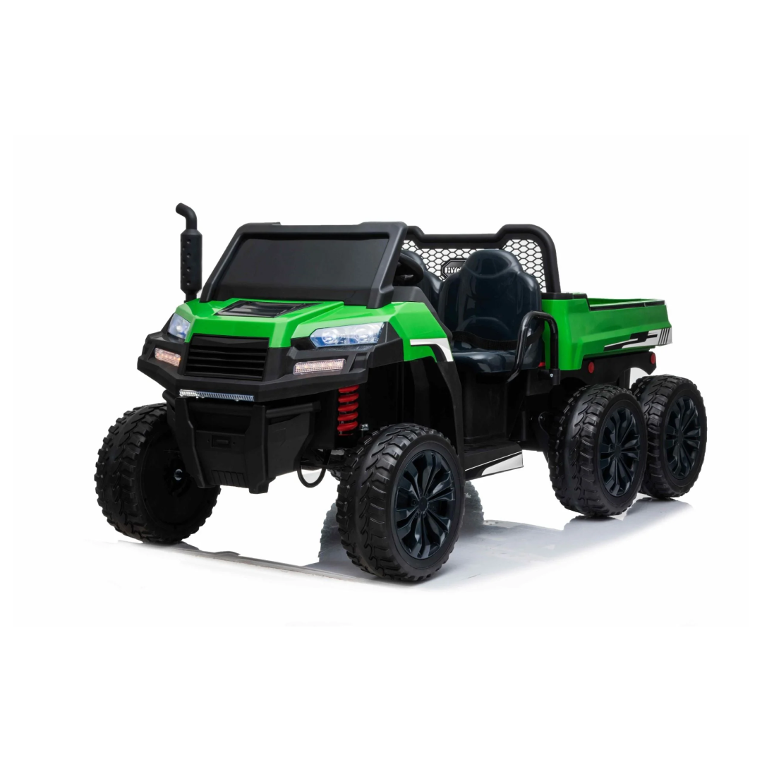 24V Farm Truck UTV 2 Seater 6 Wheels with Tipper Electric Kids' Ride-On Car with Parental Remote Controller Green-KOW